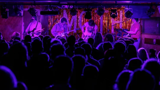 The band Floral Image performing in London at the Moth Club, which says it is threatened by a neighboring building development.