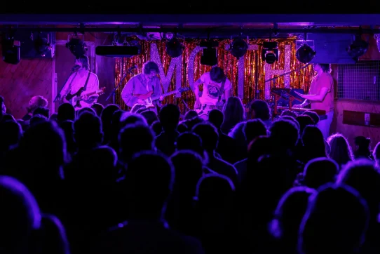 The band Floral Image performing in London at the Moth Club, which says it is threatened by a neighboring building development.